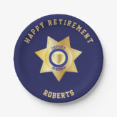 保安官代理パーティー金ゴールドスターバッジ ペーパープレート (正面)