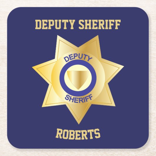 保安官代理金ゴールドスターカスタマイズ スクエアペーパーコースター (正面)
