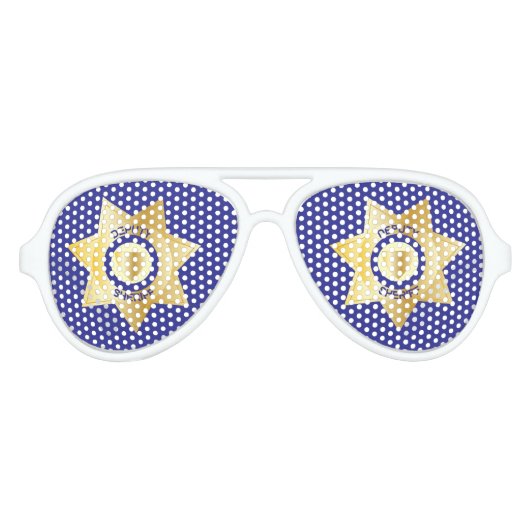 保安官代理金ゴールドバッジ法執行パーティー アビエーターサングラス (正面)