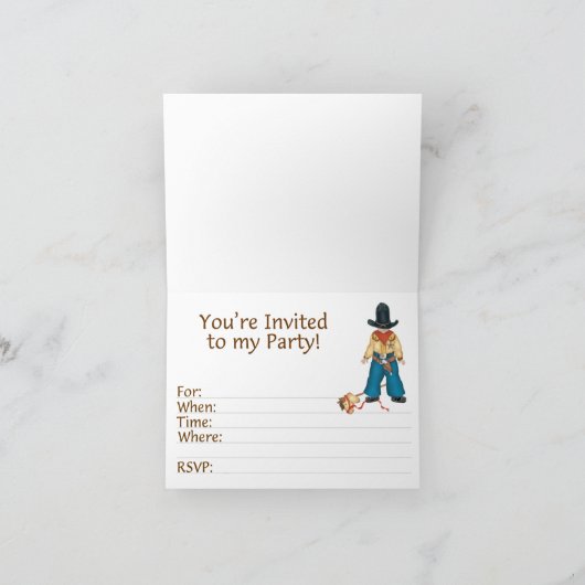 保安官4歳の誕生日埋め込み招待状 サンキューカード (内部)