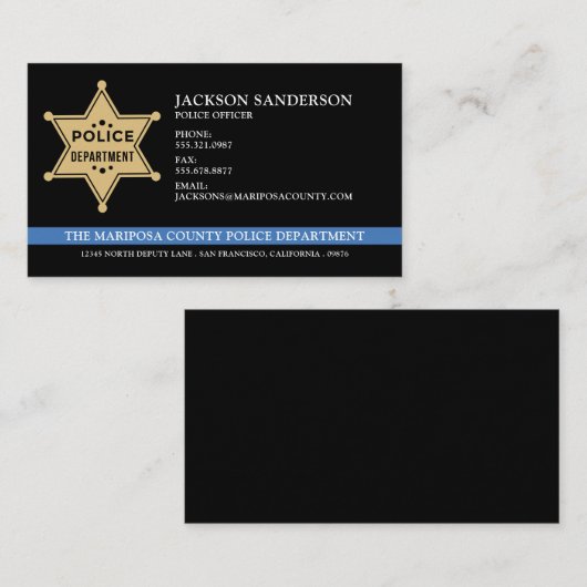 保安警察署ロゴ法執行部 名刺 (正面/裏面)