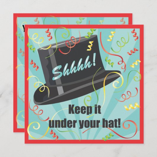 保帽子の下のサプライズパーティの招待状 招待状 (正面/裏面)