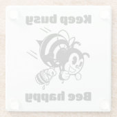 保忙しBee Cartoonで幸せ忙しにやる気を起こさせるなる ガラスコースター (裏面)