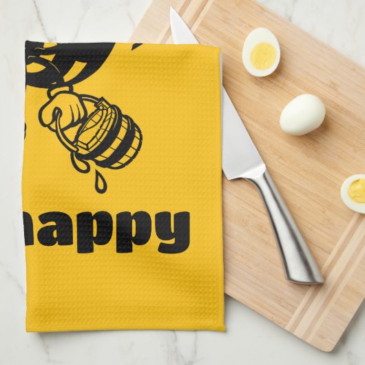 保忙しBee Cartoonで幸せ忙しにやる気を起こさせるなる キッチンタオル (四つ折り)