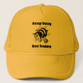保忙しBee Cartoonで幸せ忙しにやる気を起こさせるなる キャップ (正面)