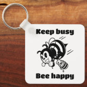 保忙しBee Cartoonで幸せ忙しにやる気を起こさせるなる キーホルダー (正面)