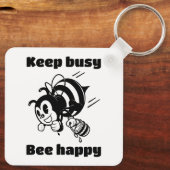 保忙しBee Cartoonで幸せ忙しにやる気を起こさせるなる キーホルダー (裏面)