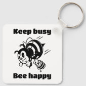 保忙しBee Cartoonで幸せ忙しにやる気を起こさせるなる キーホルダー (裏面)