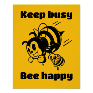 保忙しBee Cartoonで幸せ忙しにやる気を起こさせるなる ポスター
