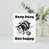 保忙しBee Cartoonで幸せ忙しにやる気を起こさせるなる ポストカード (スタンド正面)