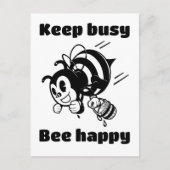 保忙しBee Cartoonで幸せ忙しにやる気を起こさせるなる ポストカード (正面)