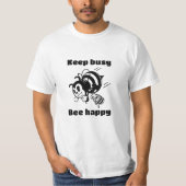 保忙しBee Cartoonで幸せ忙しにやる気を起こさせるなる Tシャツ (正面)