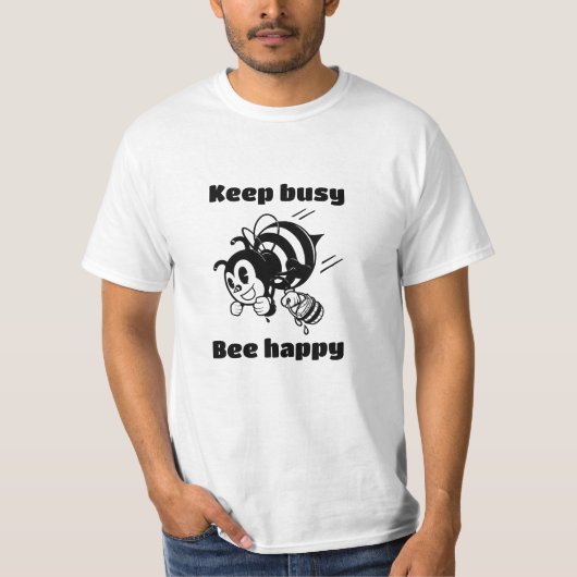 保忙しBee Cartoonで幸せ忙しにやる気を起こさせるなる Tシャツ (正面)