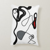 保持パターン:抽象芸術ブラック、ホワイト、グレー、レッド アクセントクッション (裏面(縦))