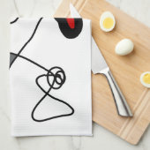 保持パターン：抽象芸術ブラック、ホワイト、グレー、レッド キッチンタオル (四つ折り)