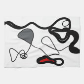 保持パターン：抽象芸術ブラック、ホワイト、グレー、レッド キッチンタオル (横)