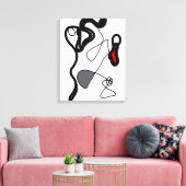 保持パターン：抽象芸術ブラック、ホワイト、グレー、レッド キャンバスプリント (インサイチュ (リビング))