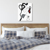 保持パターン：抽象芸術ブラック、ホワイト、グレー、レッド キャンバスプリント (インサイチュ (寝室))