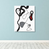 保持パターン：抽象芸術ブラック、ホワイト、グレー、レッド キャンバスプリント (インサイチュ (ウッドフロア))