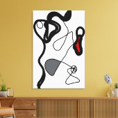 保持パターン：抽象芸術ブラック、ホワイト、グレー、レッド キャンバスプリント (インサイチュ (リビング))