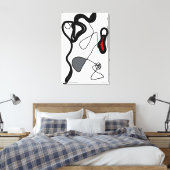 保持パターン：抽象芸術ブラック、ホワイト、グレー、レッド キャンバスプリント (インサイチュ (寝室))