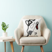 保持パターン：抽象芸術ブラック、ホワイト、グレー、レッド クッション (椅子)