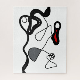 保持パターン：抽象芸術ブラック、ホワイト、グレー、レッド ジグソーパズル