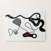 保持パターン:抽象芸術ブラック、ホワイト、グレー、レッド ジグソーパズル (横)