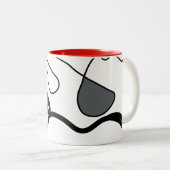 保持パターン:抽象芸術ブラック、ホワイト、グレー、レッド ツートーンマグカップ (正面右)