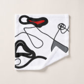 保持パターン:抽象芸術ブラック、ホワイト、グレー、レッド バスタオルセット (ウォッシュタオル)