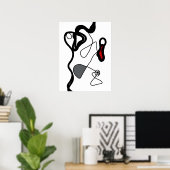 保持パターン:抽象芸術ブラック、ホワイト、グレー、レッド ポスター (ホームオフィス)