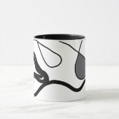 保持パターン：抽象芸術ブラック、ホワイト、グレー、レッド マグカップ (中央)