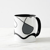 保持パターン：抽象芸術ブラック、ホワイト、グレー、レッド マグカップ (正面右)