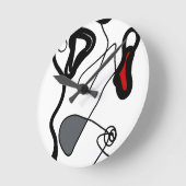 保持パターン：抽象芸術ブラック、ホワイト、グレー、レッド ラウンド壁時計 (傾斜)
