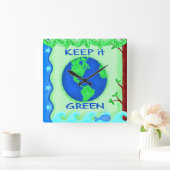 保救地球環境芸術 スクエア壁時計 (ホーム)