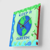 保救地球環境芸術 スクエア壁時計 (傾斜)