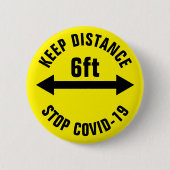 保救済距離ストップ6ft Corona Virus 缶バッジ (正面)