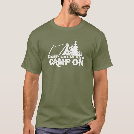 保文字とシンボルにCalm and Camp Tシャツ (正面)