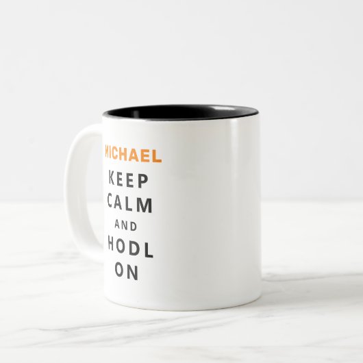 保暗号通貨に安く残るパーソナライズされた ツートーンマグカップ (正面左)