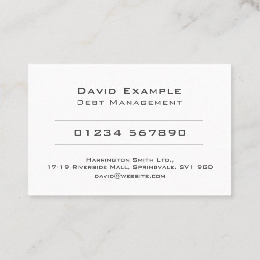 保有者の写真を使用した債務管理 名刺 (裏面)