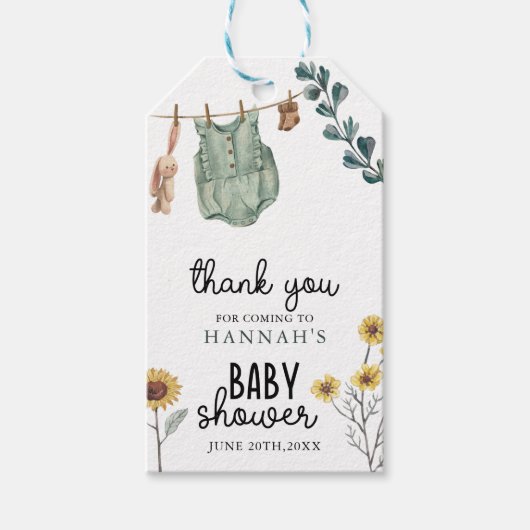 保男女兼用保 |水彩赤ちゃんシャワー ギフトタグ (正面)