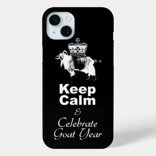 保祝Calm Goat Year Black iPhone Case 15 Miniケース