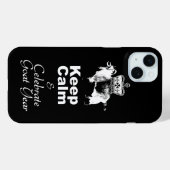 保祝Calm Goat Year Black iPhone Case Case-Mate iPhoneケース (裏面 (横))