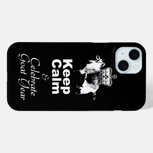 保祝Calm Goat Year Black iPhone Case Case-Mate iPhoneケース (裏面 (横))