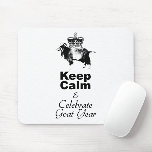 保祝Calm Goat Year White Mouse Pad マウスパッド (マウス)