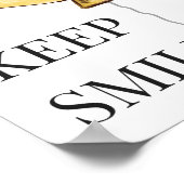 保笑顔黄色かわいいスマイルバルーンハッピー引用文 ポスター (角)