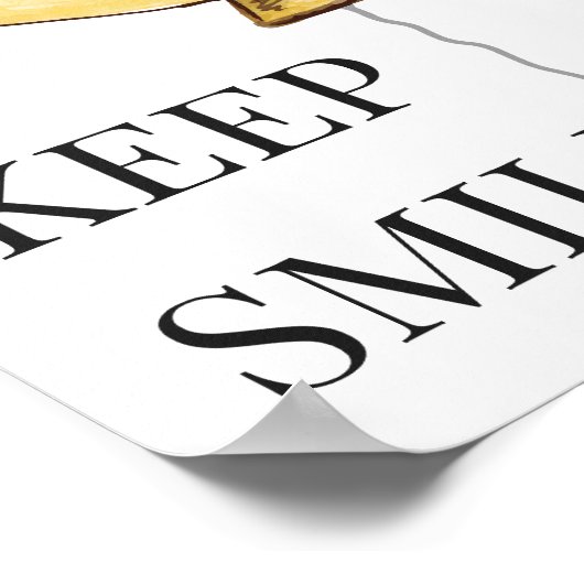 保笑顔黄色かわいいスマイルバルーンハッピー引用文 ポスター (角)