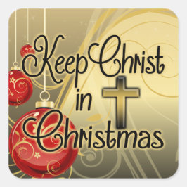 保聖降誕祭金ゴールド/赤キリスト教徒 スクエアシール