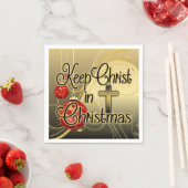 保聖降誕祭金ゴールド/赤キリスト教徒 スタンダードカクテルナプキン (インサイチュ)