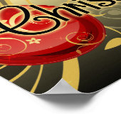 保聖降誕祭金ゴールド/赤キリスト教徒 ポスター (角)